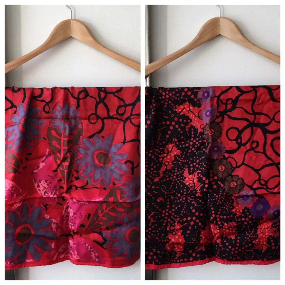 GUMPS 100% Raw Silk Red Scarf